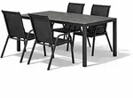Mojawo Gartengarnitur 5-teilig 180x90cm Aluminium Non-Wood Anthrazit/Schwarz
