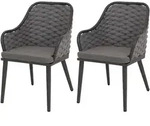 Mendler 2er-Set Aluminium-Gartenstuhl HWC-O16, Outdoor Stuhl, Olefin (200 g/m2)