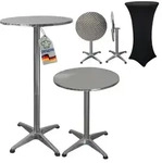 CHEFGASTRO Stehtisch h&ouml;henverstellbar mit Hussen klappbar Rund Hx&Oslash; 75-115x60cm