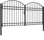 vidaXL Zauntor Doppelfl&uuml;gel Gew&ouml;lbte Spitze Stahl 300 x 150 cm Schwarz