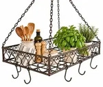 DanDiBo Topfh&auml;nger Deckenregal H&auml;ngekorb Braun Cocina 65 cm H&auml;ngeregal...