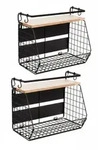 Relaxdays Obstkorb Wandregal 2er Set, K&uuml;chenorganizer magnetisch, HBT: 30x35,5x21