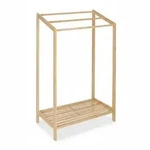 Relaxdays Handtuchst&auml;nder Bambus, 3 Stangen, mit Ablage, HBT: 86 x 52,5 x 32 cm,