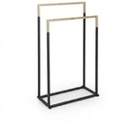 Relaxdays Handtuchst&auml;nder, HxBxT: 86 x 44 x 21 cm, Metall, Bambus, 2 Stangen,