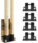 Baumarktplus Holzstapelhilfe 4er Set Halterung 34 x 10 cm lackierter Stahl schwarz