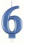 Blau Metallic Kerze Zahl 6