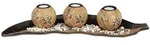Relaxdays Teelichthalter Set, Blattschale, Deko Kieselsteine, runde Kerzenhalter,