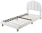 STILVORA Einzelbett Boucl&eacute; Wei&szlig; 90x200 cm, Polsterbett mit verstellbarem...