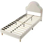 STILVORA Polsterbett Samt Beige 90x200 cm mit LED-Lichtstreifen und...