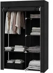 OKWISH Stoffkleiderschrank Stahl Schwarz 103x43x162,5 cm mit Kleiderstange, 6