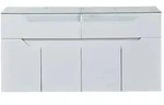 OKWISH Sideboard aus MDF mit geh&auml;rteter Glasplatte, Wei&szlig;, 140x40x70 cm, 2