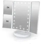 Intirilife Schminkspiegel mit LED und USB Kabel zum Aufladen in Wei&szlig; - 28 x 18 x