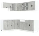vidaXL 11-tlg. K&uuml;chenschrank-Set Porto Betongrau Holzwerkstoff