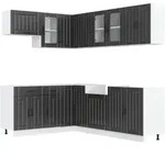 vidaXL 11-tlg. K&uuml;chenschrank-Set Lucca Schwarz Holzwerkstoff