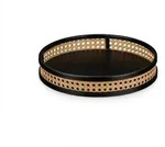 Relaxdays Dekotablett, Rattan-Optik, HxD 5,5 x 30 cm, runde Ablage f&uuml;r Kerzen,