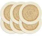 vidaXL Tischsets 6 Stk. Uni Natur 38 cm Rund Jute und Baumwolle