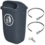 BRB 50 Liter M&uuml;llbeh&auml;lter anthrazit im Komplettset, Schellenband z.