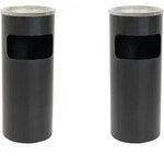 2er Set Standaschenbecher mit M&uuml;lleimer 30 L / 12 L Inneneimer Schwarz