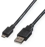 ROLINE USB 2.0 Kabel, USB A ST - Micro USB B ST, schwarz, 0,8 m