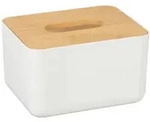 Relaxdays T&uuml;cherbox mit Deckel aus Bambus, f&uuml;rs Bad, modernes Design, Kunststoff, H