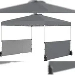 COSTWAY 300x300cm Pop-up Pavillon, 2 halbe Seitenw&auml;nde, Tasche mit Rollen, 8