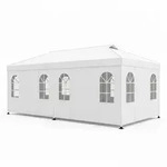 COSTWAY Pavillon 3x6m, Partyzelt h&ouml;henverstellbar, 6 Seitenw&auml;nde & Fenster,
