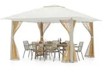 COSTWAY Pavillon 4x4m, Pop-up mit 4 Moskitonetzen, Doppeldach & Tasche,