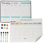 Relaxdays Whiteboard f&uuml;r K&uuml;hlschrank, Wochenplaner & Monatsplaner Set, magnetisch,
