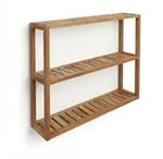 Relaxdays Wandregal, Akazienholz, 3 Ablagen, HBT: 54 x 60 x 15 cm, Badregal,...