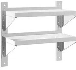 vidaXL Wandregal mit 2 B&ouml;den 50x23,5x48 cm Silbern Edelstahl