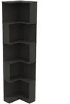 OKWISH Eckb&uuml;cherregal MDF Schwarz 63,5x45x175 cm mit LED-Lichtleisten, L-Form,...
