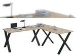 VCM Schreibtisch Lona Schwarz / Sonoma-Eiche H. 76 x B. 160 x T. 160 cm