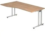 b&uuml;m&ouml; Schreibtisch gro&szlig;, N-Serie 180x100 cm, Tischplatte aus Holz in Nussbaum,
