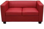 Mendler 2er Sofa Couch Loungesofa Lille ~ Kunstleder, rot