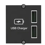 BACHMANN USB A/A 15W Doppelcharger , 2x Typ A 5V/2,4A GST18, schwarz, 0,2 m