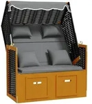vidaXL Strandkorb mit Kissen Poly Rattan Massivholz Schwarz Anthrazit