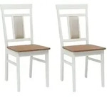 vidaXL Esszimmerstuhl 2 pcs Wei&szlig; und Natur Massives Gummiholz
