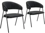 tectake Armlehnstuhl Bedano, gepolstert, Webstoff, 150 kg - 2er Set schwarz