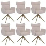 Mendler 6er-Set Esszimmerstuhl HWC-N11, Stuhl, drehbar Auto-Return Stoff Boucl&eacute;