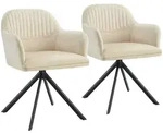 tectake Samt-Drehstuhl Lona mit dicker Polsterung - 2er Set creme/schwarz