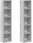vidaXL CD-Regale 2 Stk. Grau Sonoma 21x16x93,5 cm Holzwerkstoff