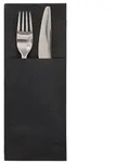 Papstar 400 Airlaid Bestecktaschen, 48 x 40 cm, 1/8-Falz, schwarz "Premium"