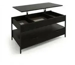 Relaxdays Couchtisch, aufklappbar, 2 Schubladen, 4 F&auml;cher, HBT: 48&ndash;63 x 100 x 50