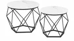 Relaxdays Couchtisch, 2er Set, Marmoroptik & Metall, Vintage-Design, runde