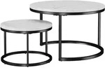 STILVORA Couchtisch-Set, 2-teilig, MDF mit Marmoroptik, Schwarz/Wei&szlig;,