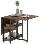 OKWISH Klappbarer Esstisch Holz Braun 133,4x80x75 cm mit 2 offenen Ablagen,...
