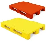 2 Kunststoffpaletten im Euroma&szlig;, LxBxH 1200x800x145 mm, geschlossen, gelb/rot