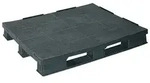 BRB Kunststoffpalette mit 3 Kufen, LxBxH 1200 x 1000 x 150 mm, schwarz, mit