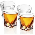 Intirilife 4x Whisky Glas in KRISTALL KLAR 'TWISTED' - 300 ml F&uuml;llemenge - Old