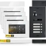 HD Video T&uuml;rsprechanlage f&uuml;r 4 Familienhaus, 4x Monitor, Balter EVO HD Schwarz